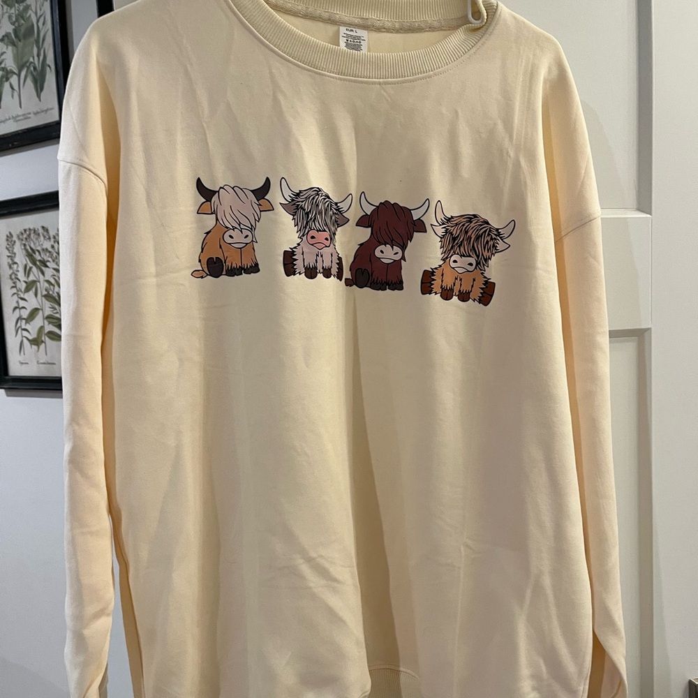 Adult Cream Cow Print Sweatshirt